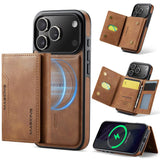 Carcasa MAGKING K2 para iPhone 17 Pro color café claro con billetera magnética, tarjetero y soporte