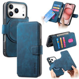 Funda tipo billetera CaseNeo para iPhone 17 Pro Max color azul, tapa, ranuras y carcasa interior