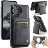 Carcasa AutSpace A12 color negro para iPhone 17 con tarjetero magnético