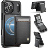 Carcasa JEEHOOD J06 color negro para iPhone 17 Pro con tarjetero magnético