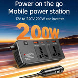 El inversor VC07 convirtiendo los 12 V del auto en 220 V para equipos de casa