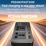 Puertos de carga rápida del VC07: dos USB-A con QC 3.0 y dos USB-C con PD