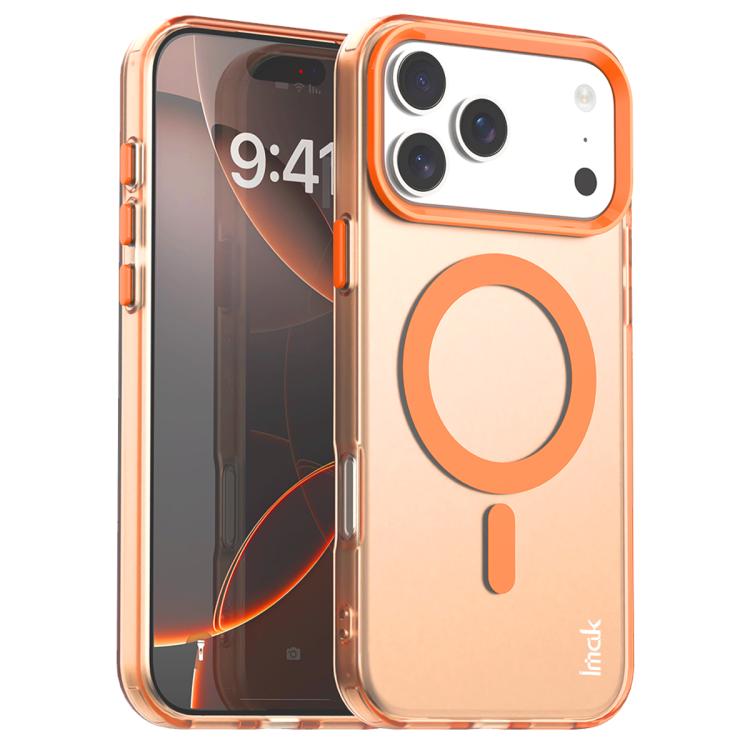 Carcasa IMAK Candy Series para iPhone 17 Pro color naranja con anillo magnético