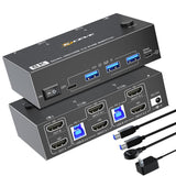 Switch KVM KCEVE KC-KVM8202 visto de frente y por atrás con todos sus puertos