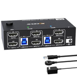 Panel trasero del KC-KVM8202 con las entradas y salidas HDMI y los puertos USB