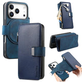 Funda tipo billetera CaseNeo para iPhone 17 Pro color azul con carcasa y folio