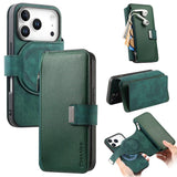 Funda tipo billetera CaseNeo para iPhone 17 Pro color verde con carcasa y folio