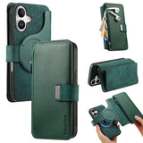 Funda tipo billetera CaseNeo para iPhone 17 color verde con carcasa y folio