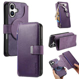 Funda tipo billetera CaseNeo para iPhone 17 color morado con carcasa y folio