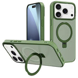 Carcasa Kalebol para iPhone 17 Pro Max color verde oscuro con anillo soporte abierto