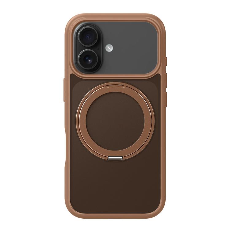 Carcasa Kalebol Frosted para iPhone 17 color café con anillo soporte
