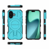 Vistas frontal, trasera y laterales de la carcasa BIBERCAS verde agua para iPhone 17