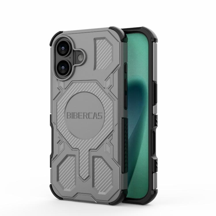 Carcasa BIBERCAS Real Color para iPhone 17 color gris vista trasera y lateral