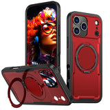 Carcasa Kalebol para iPhone 17 Pro color rojo con anillo soporte abierto