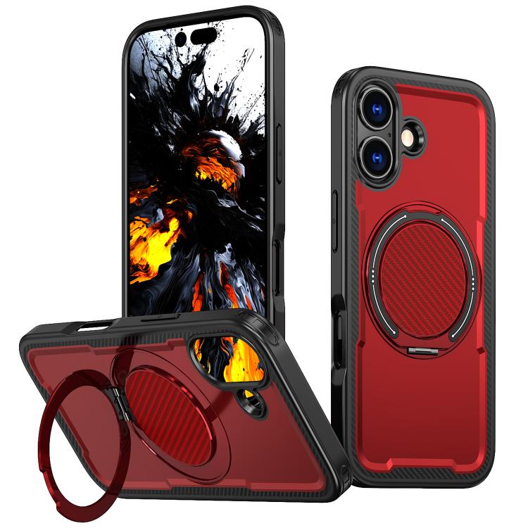 Carcasa Kalebol para iPhone 17 color rojo con anillo soporte abierto