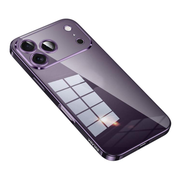 Carcasa transparente SULADA para iPhone 17 Pro Max con bordes color morado oscuro