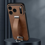 Carcasa SULADA Tide Cool color café para iPhone 17 Pro Max con correa de mano y anillo metálico
