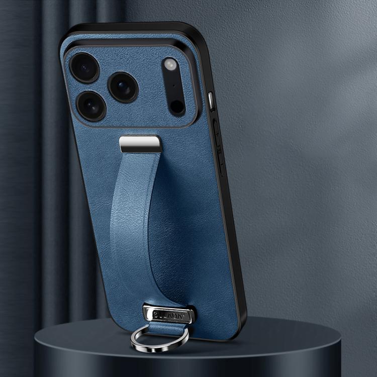 Carcasa SULADA Tide Cool color azul para iPhone 17 Pro con correa de mano y anillo metálico
