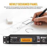 Panel frontal del transmisor DEBRA ER-2040 con pantallas por canal