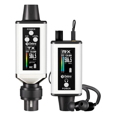Transmisor XLR y receptor DEBRA EMX-1 blanco con audífonos