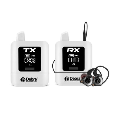 Transmisor y receptor DEBRA ST-mini blanco con audífonos in ear
