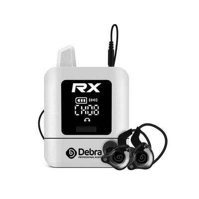 Receptor DEBRA ST-mini blanco con audífonos in ear