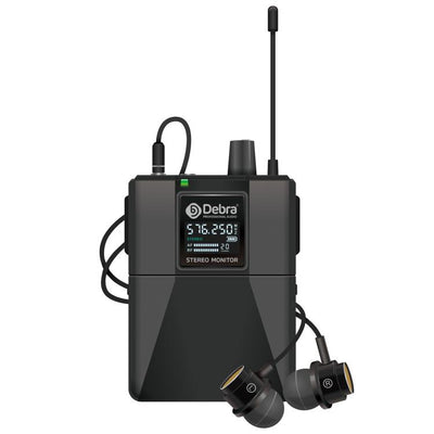 Receptor de petaca estéreo DEBRA ST-102 con audífonos in ear