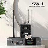 Transmisor DEBRA SW-1 con pantalla y receptor con audífonos
