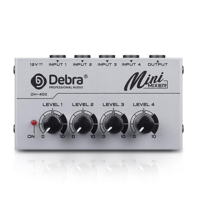 Mini mezclador de línea DEBRA DH-400 plateado de 4 canales