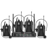 Sistema DEBRA AU-400 con cuatro petacas y micrófonos de cintillo