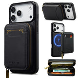 Carcasa LC.IMEEKE L6 para iPhone 17 Pro Max color negro con billetera de cremallera