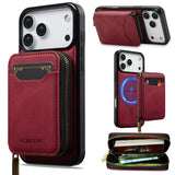 Carcasa LC.IMEEKE L6 para iPhone 17 Pro color rojo con billetera de cremallera