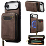 Carcasa LC.IMEEKE L6 para iPhone Air color café con billetera de cremallera