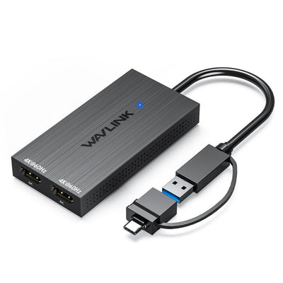 Adaptador WAVLINK WL-UG6902H USB a HDMI dual 4K en color negro