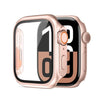Para Apple Watch Series 9/8/7 de 45 mm xDfind Cambiar a Ultra 49 mm Película de vidrio templado Cubierta de reloj de PC integrada (oro rosa + naranja)