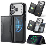 Carcasa MAGKING K4 color negro para iPhone 17 Pro con billetera tarjetero y soporte