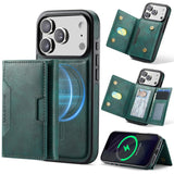 Carcasa MAGKING K4 color verde para iPhone 17 Pro con billetera tarjetero y soporte