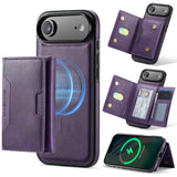 Carcasa MAGKING K4 color morado para iPhone Air con billetera tarjetero y soporte