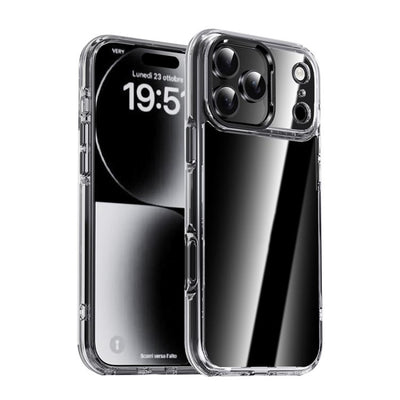 Carcasa iPAKY Mingxing transparente para iPhone 17 Pro con marco de cámara y botones color negro