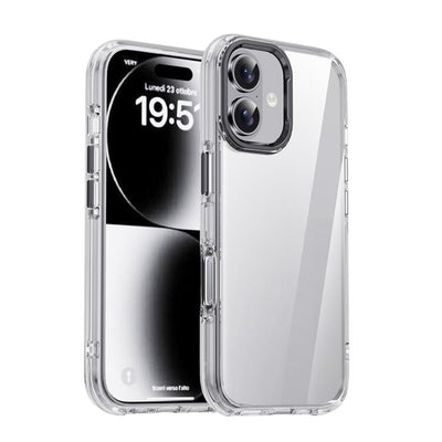 Carcasa iPAKY Mingxing transparente para iPhone 17 con marco de cámara y botones color negro