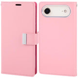 Funda billetera Goospery Rich Diary para iPhone Air color rosa, tapa cerrada y parte trasera