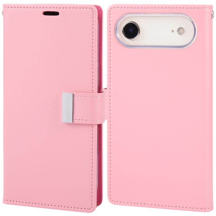 Funda billetera Goospery Rich Diary para iPhone Air color rosa, tapa cerrada y parte trasera