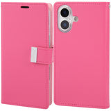 Funda billetera Goospery Rich Diary para iPhone 17 color fucsia, tapa cerrada y parte trasera