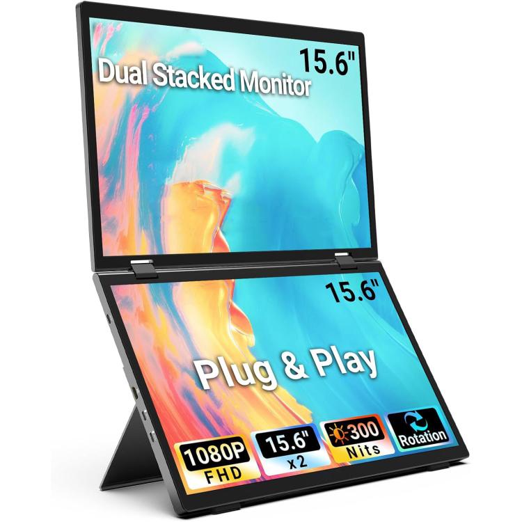 Monitor portátil plegable de doble pantalla de 15,6 pulgadas y 1080P S ...