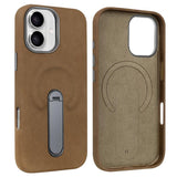 Carcasa VIETAO color marrón oscuro para iPhone 17 vista trasera e interior con anillo MagSafe