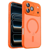 Carcasa magnética XDcase color naranja para iPhone 17 Pro, vista frontal y trasera