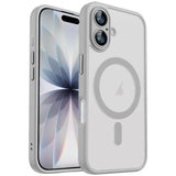 Carcasa magnética XDcase color gris para iPhone 17, vista frontal y trasera
