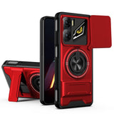 Carcasa roja con anillo giratorio y tapa de cámara para ZTE nubia Neo 3 5G