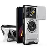 Carcasa gris titanio con anillo y tapa deslizante para ZTE nubia Neo 3 5G vista trasera
