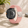 Correa de nailon tejido con hebilla de paracaídas para Samsung Galaxy Watch8/Watch8 Classic xDfind (arena rosa y hebilla plateada)